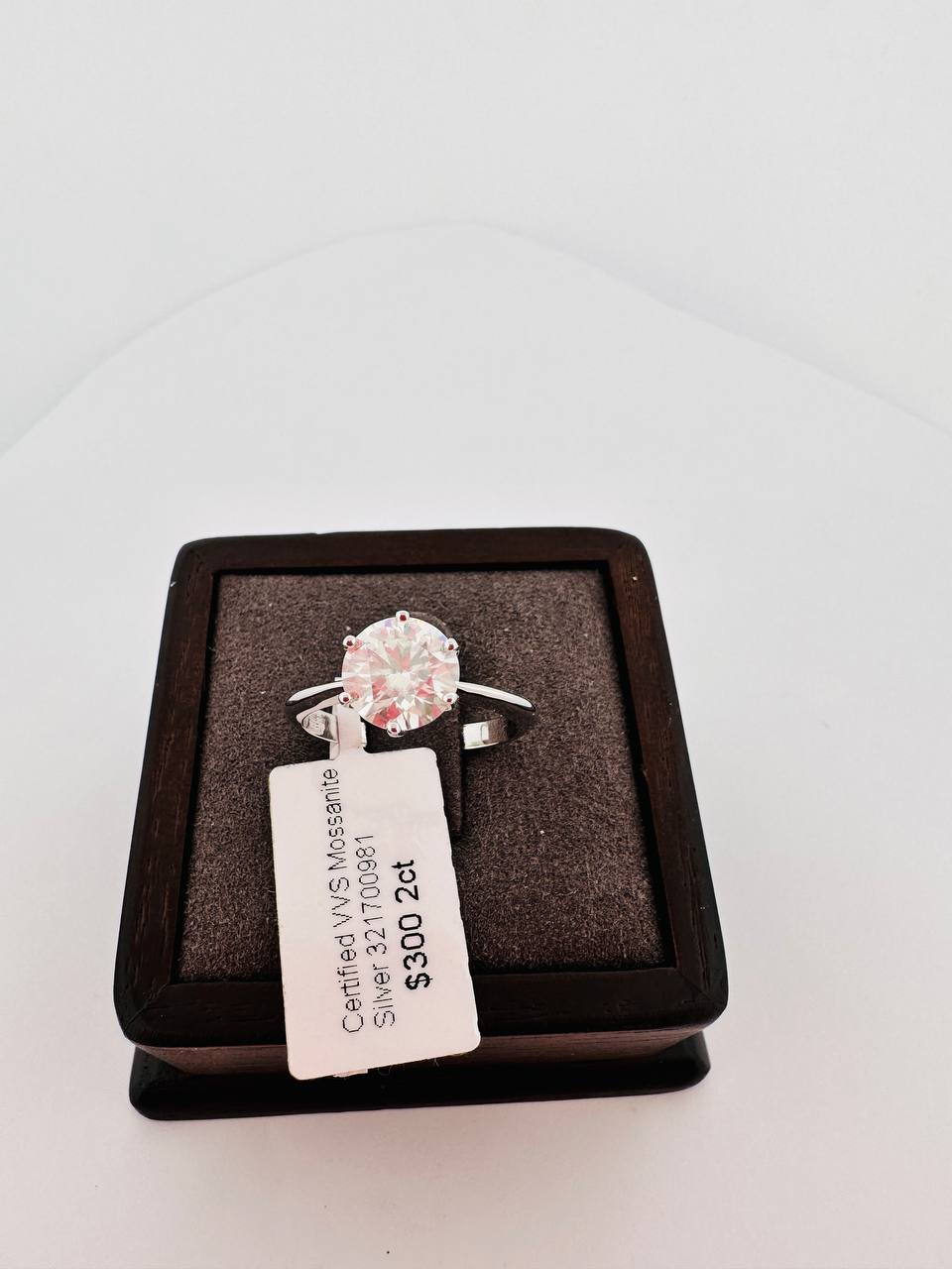 925 Sterling Silver 2ct VVS Moissanite Engagement Ring - 1
