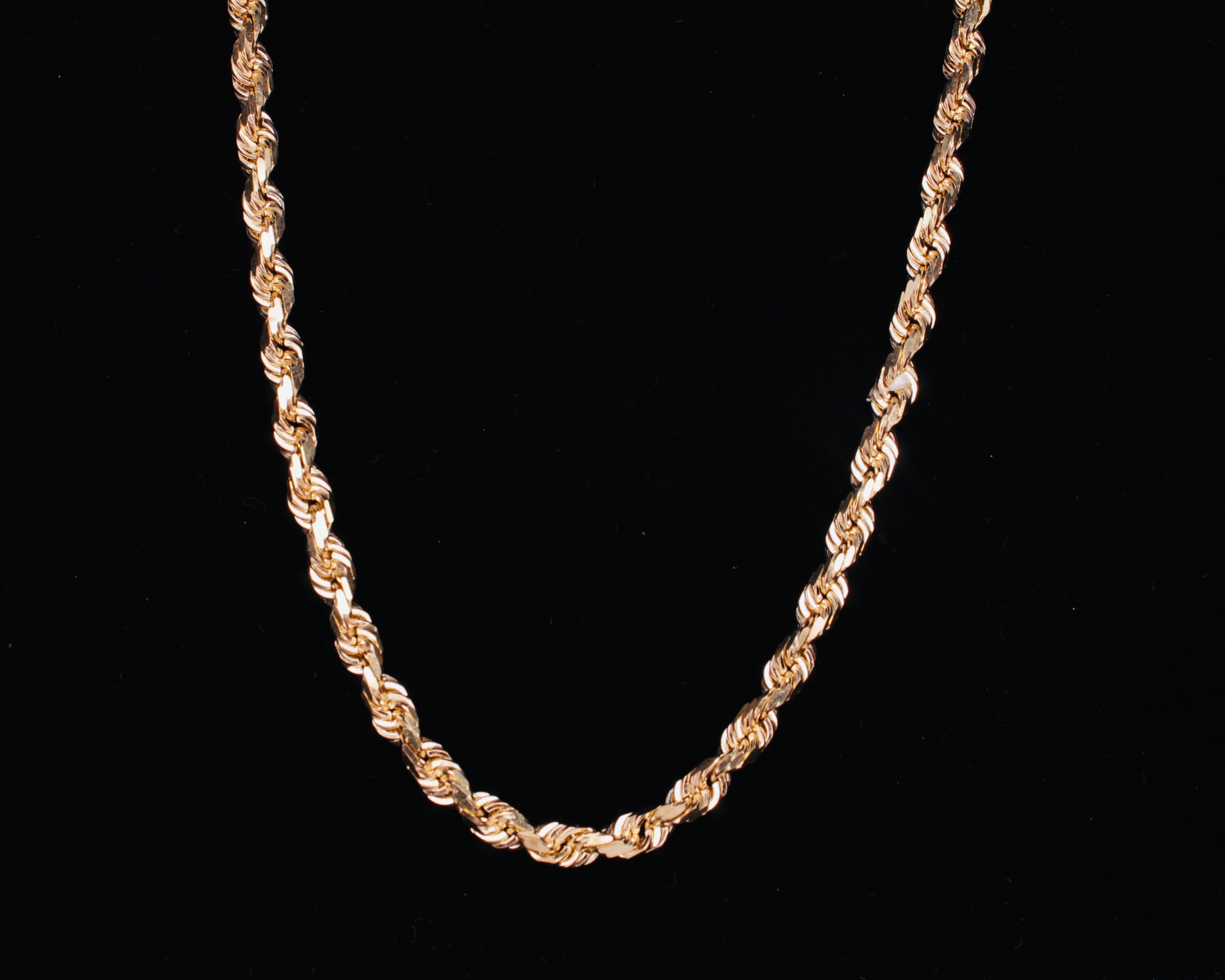 10K Solid Yellow Gold Rope Chain - Diamond Cut - 4.5MM