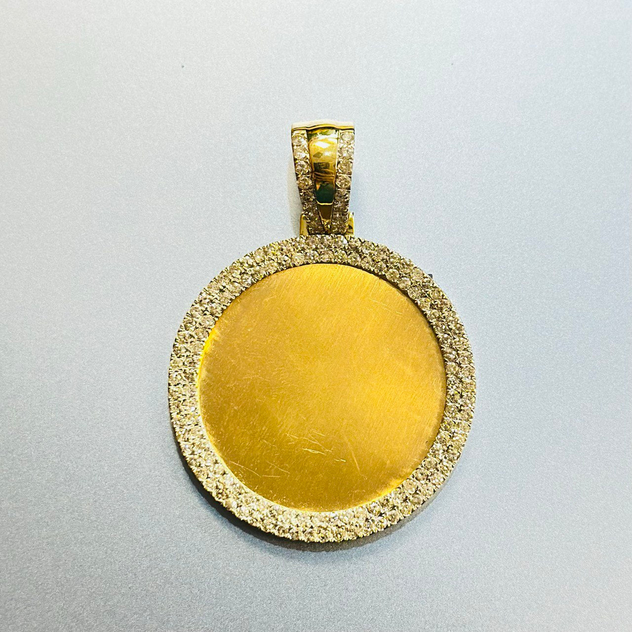 10K Gold Picture Frame Pendant with Natural Diamonds  - 2