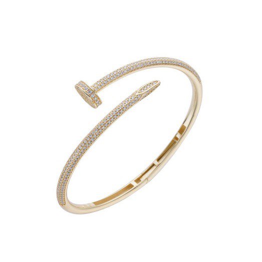 Sterling Silver Nail-Shaped Bangle Bracelet with VVS Moissanite Stones